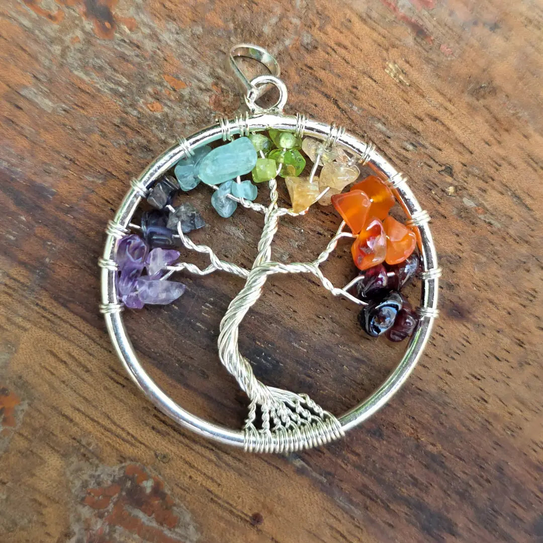 Seven Chakra Tree of Life Pendant – Natural Crystal Healing