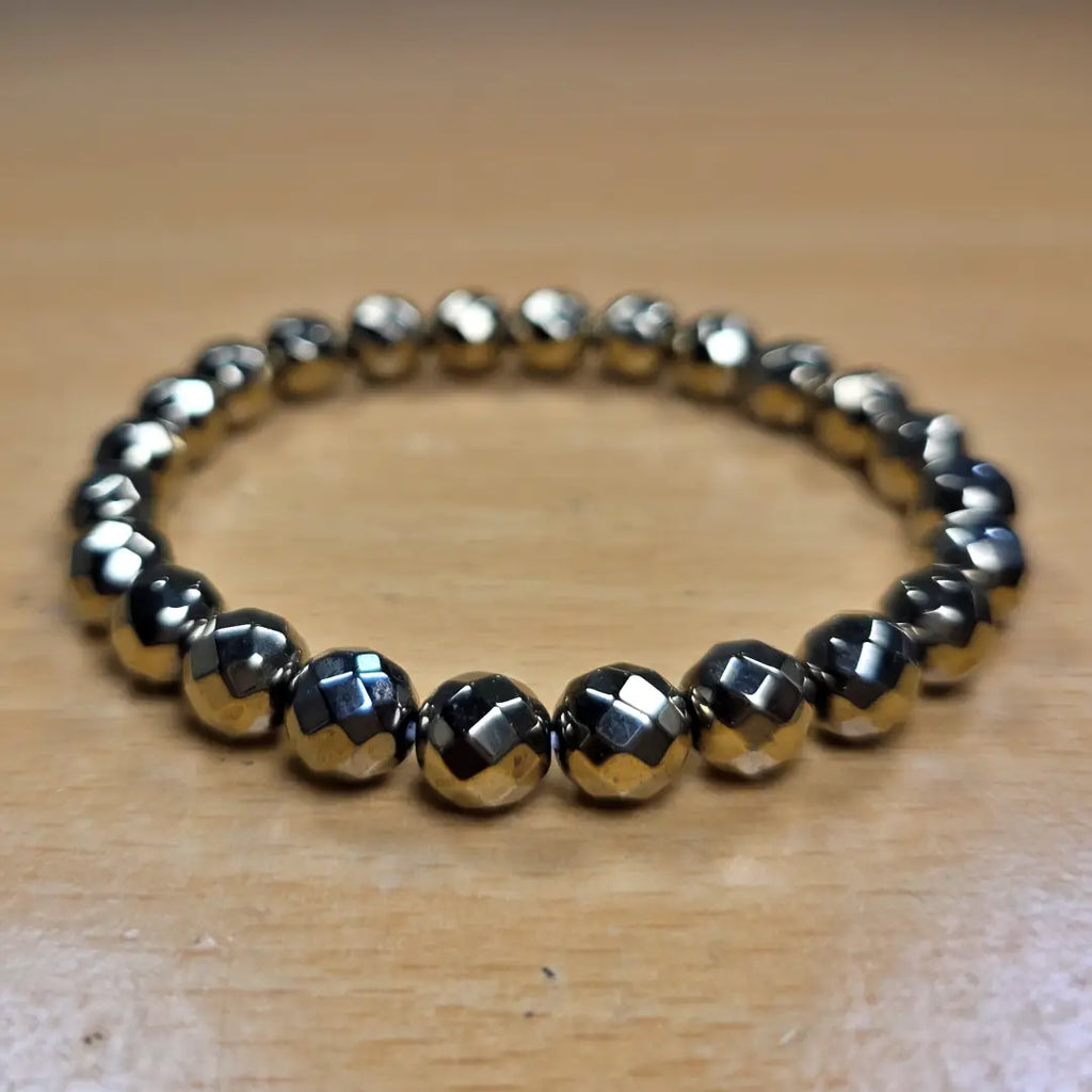 Golden Pyrite Faceted Bracelet – Natural Stone Wealth & Energy Jewelry