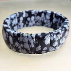 Snowflake Obsidian Flat Bead Bracelet