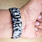 Snowflake Obsidian Flat Bead Bracelet