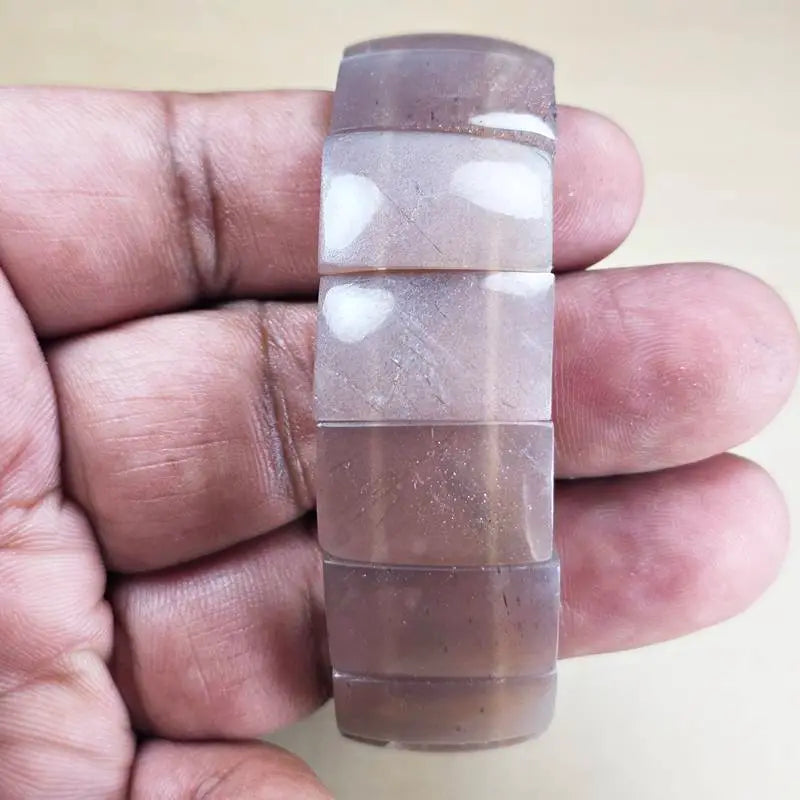 Natural Moonstone Flat Bead Bracelet