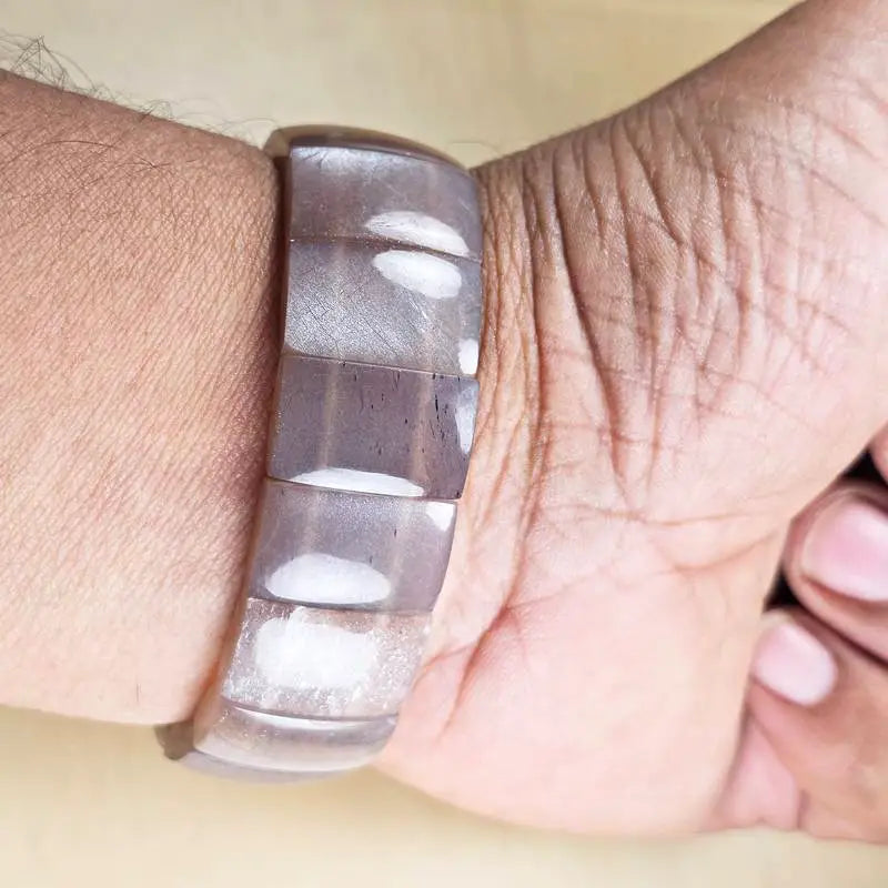 Natural Moonstone Flat Bead Bracelet
