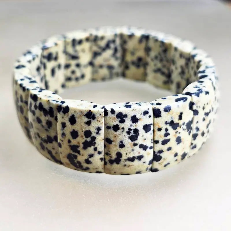 Dalmatian Jasper Flat Bead Bracelet