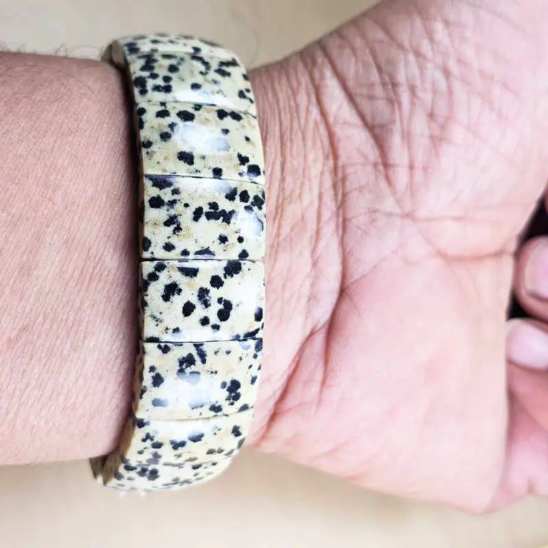 Dalmatian Jasper Flat Bead Bracelet