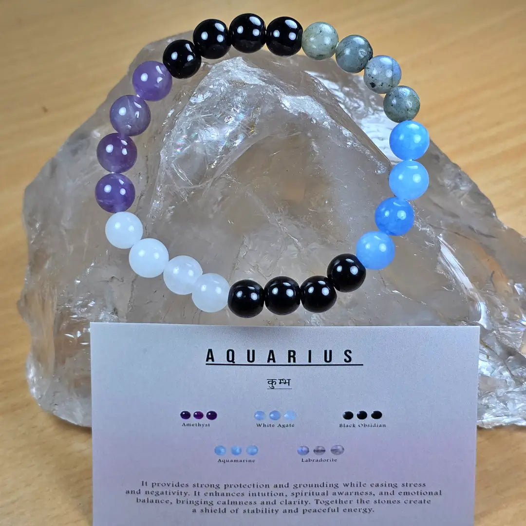 Aquarius Zodiac Bracelet – Crystal Healing Energy for Men & Women