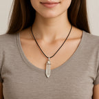 Luxury Clear Quartz Pendant | Handcrafted Pencil-Cut Gemstone Design