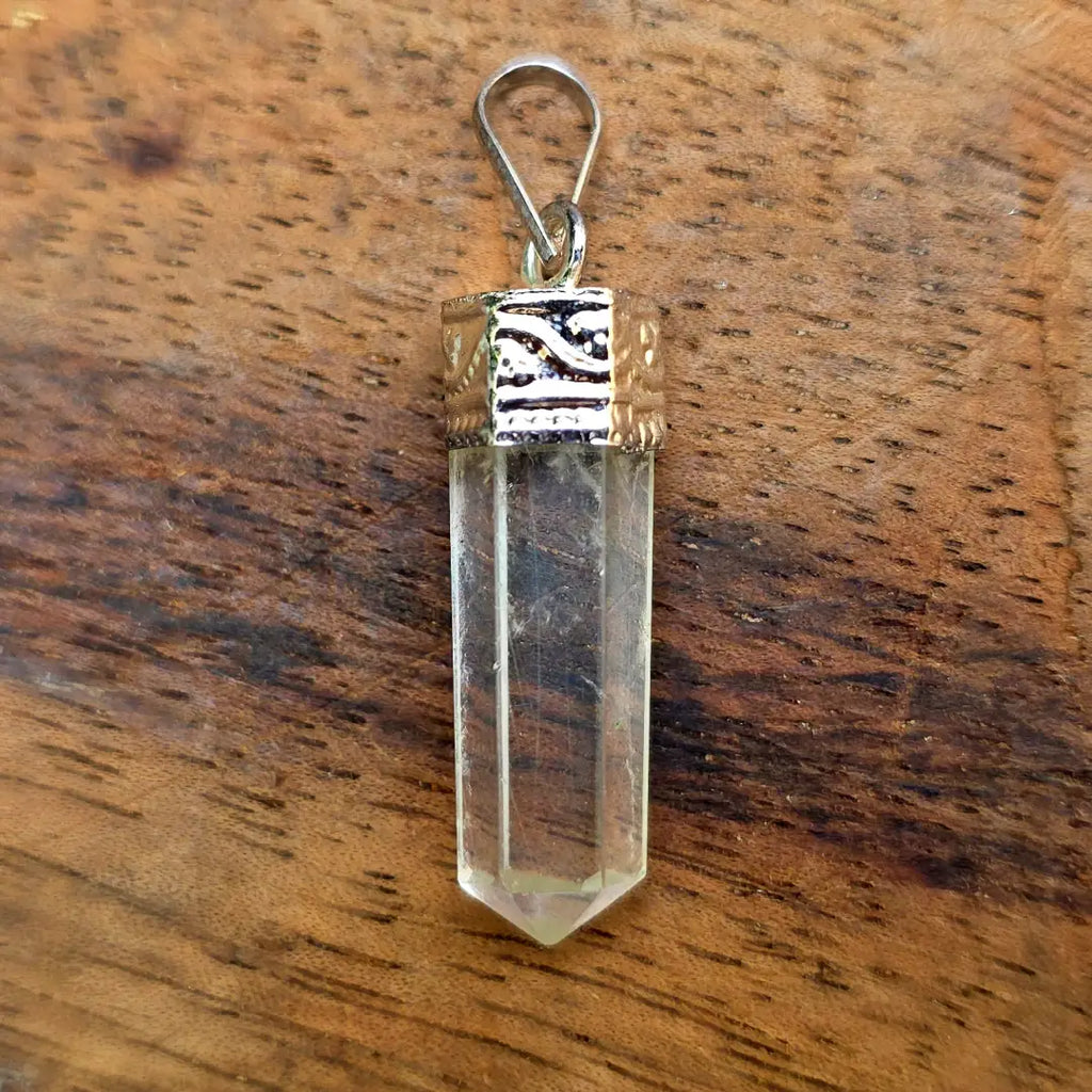 Luxury Clear Quartz Pendant | Handcrafted Pencil-Cut Gemstone Design