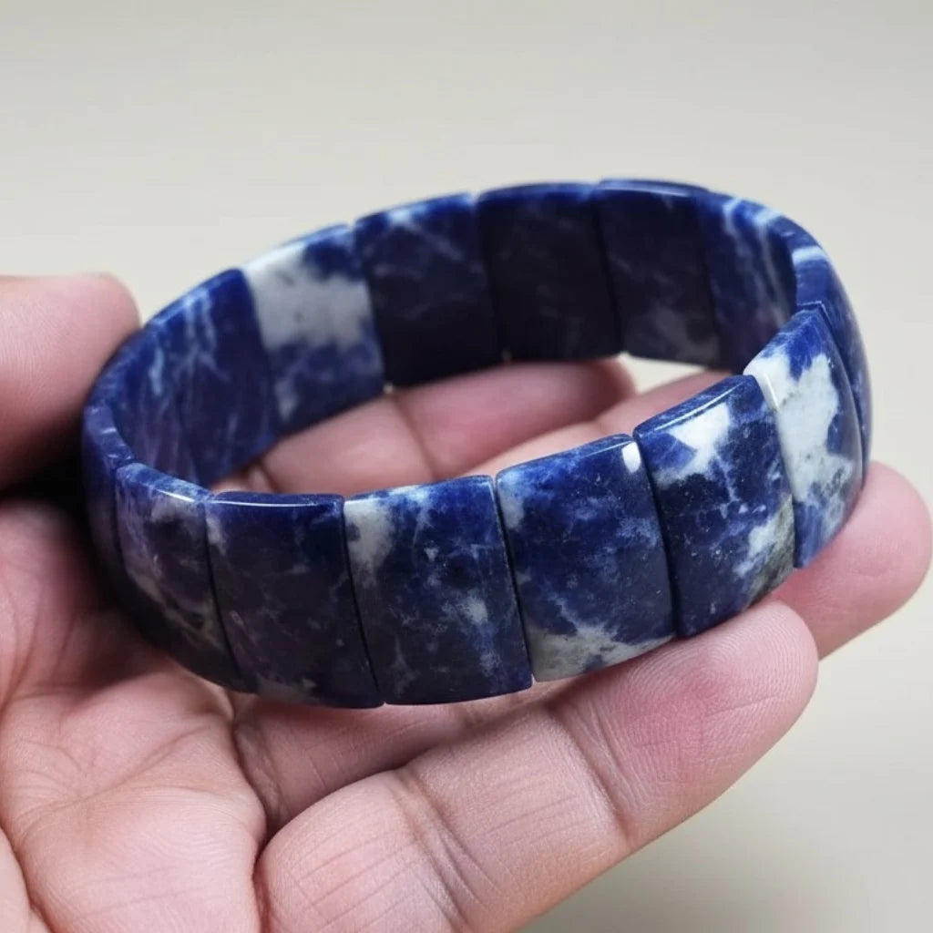 Natural Sodalite Flat Bead Bracelet