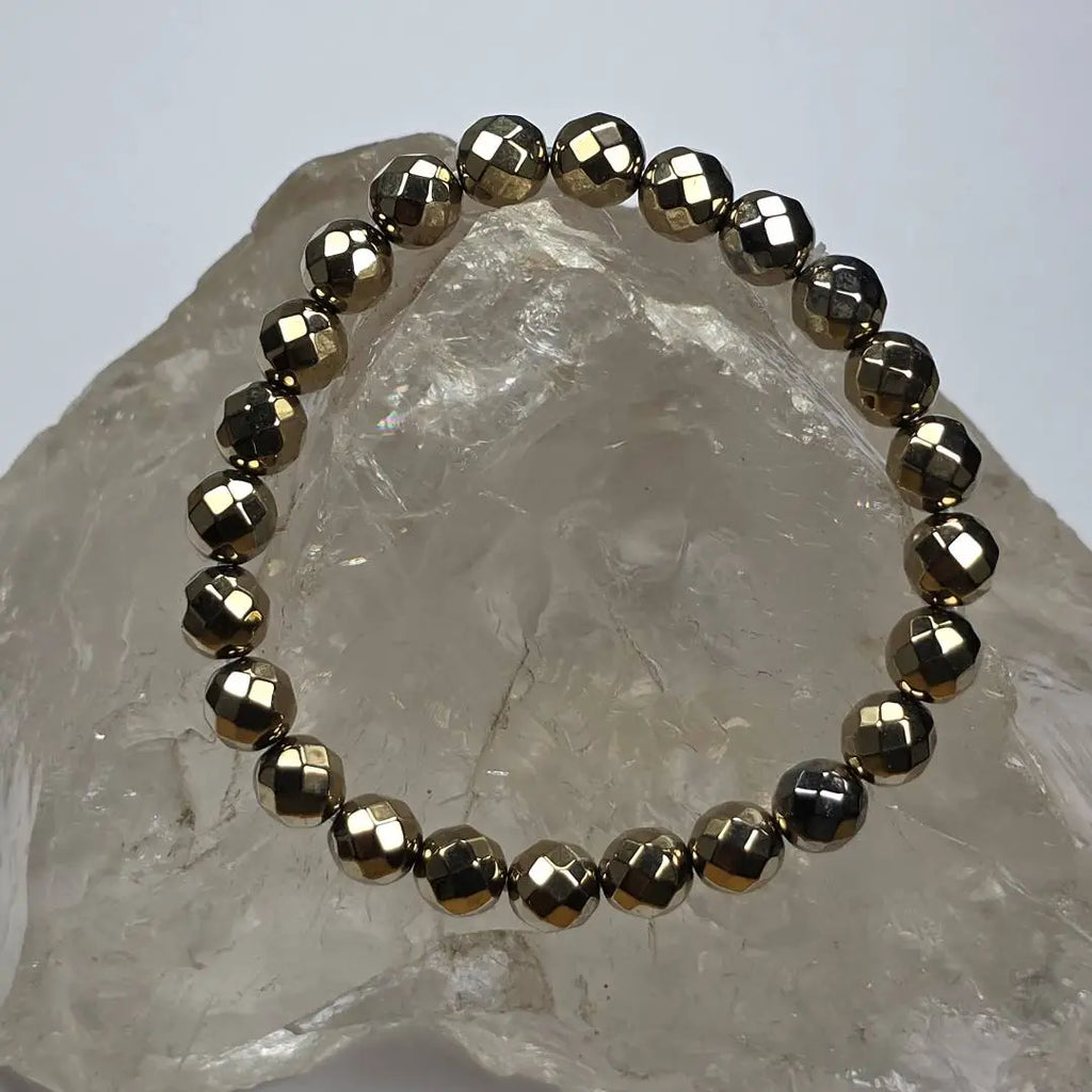 Golden Pyrite Faceted Bracelet – Natural Stone Wealth & Energy Jewelry
