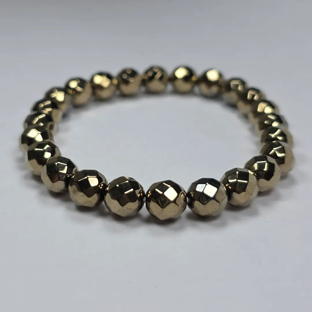 Golden Pyrite Faceted Bracelet – Natural Stone Wealth & Energy Jewelry