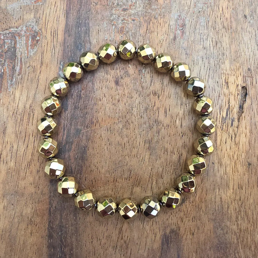 Golden Pyrite Faceted Bracelet – Natural Stone Wealth & Energy Jewelry