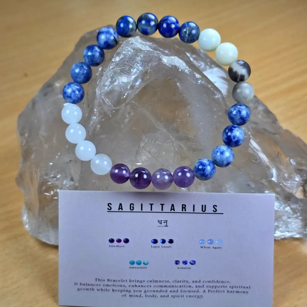 Sagittarius Zodiac Bracelet – Crystal Energy for Freedom & Positivity