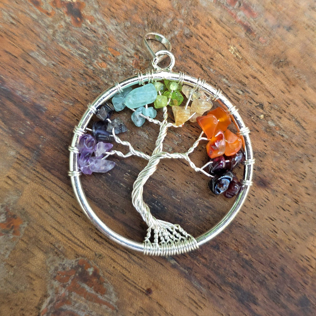 Seven Chakra Tree of Life Pendant – Natural Crystal Healing