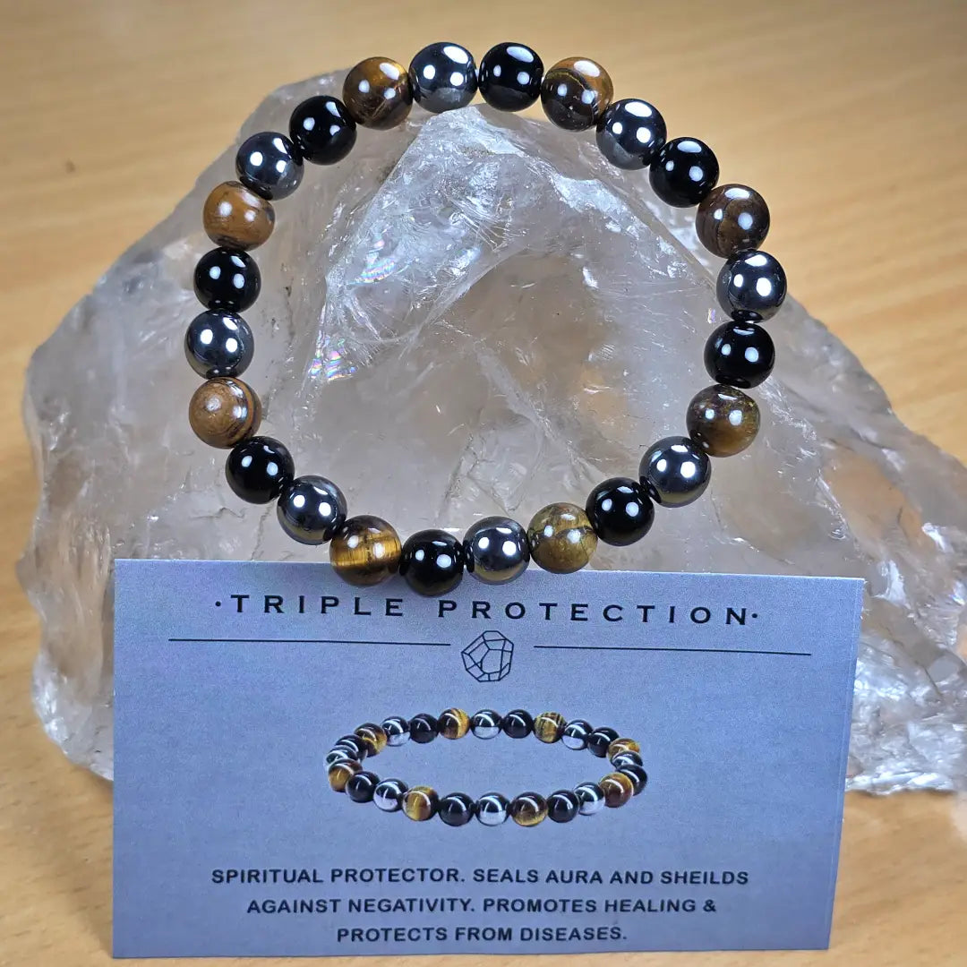 Triple Protection Bracelet – Handcrafted Energy & Spiritual Jewelry